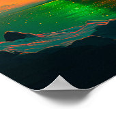 Poster Peinture de navire fantôme avec ciel vert soleil c (Coin)