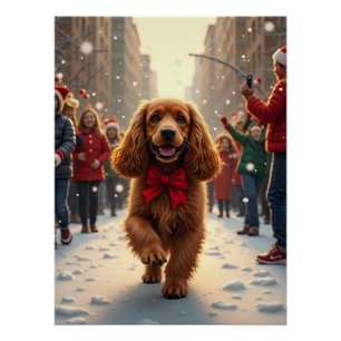 Poster Peinture de Noël de parade de Spaniel Cocker de No