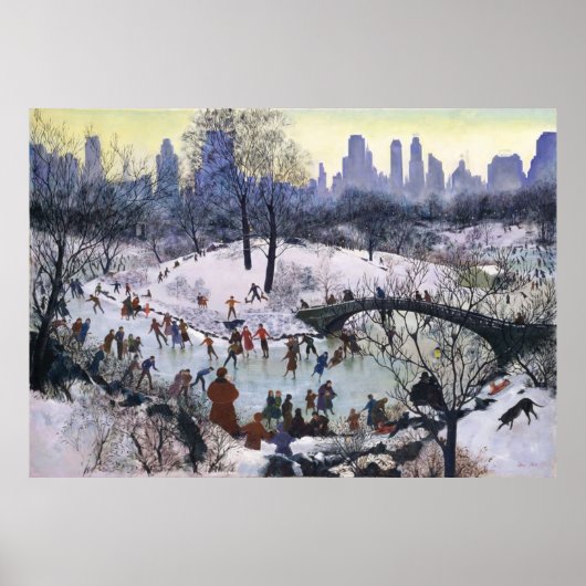 Poster Peinture de patinage vintage Central Park (Devant)