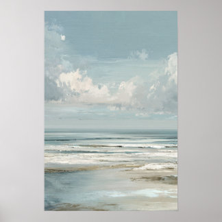 Poster Peinture de paysage côtier avec horizon océanique