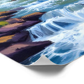 Poster Peinture de paysage de nature de cascade (Coin)