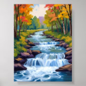 Poster Peinture de paysage de nature de cascade (Devant)