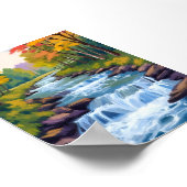 Poster Peinture de paysage de nature de cascade (Coin)