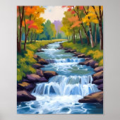 Poster Peinture de paysage de nature de cascade (Devant)