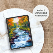 Poster Peinture de paysage de nature de cascade