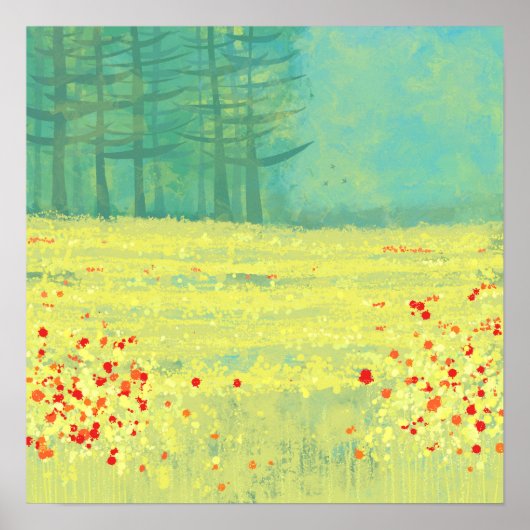 Poster Peinture de paysage de prairie (Devant)