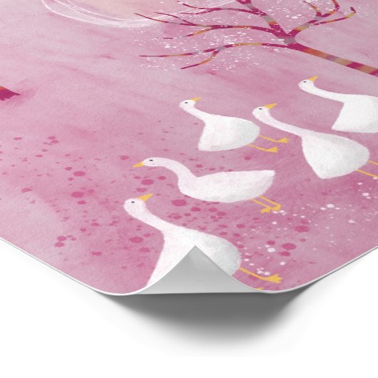 Poster Peinture de paysage rose (Coin)