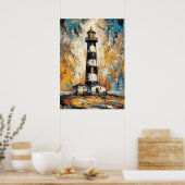 Poster Peinture de phare expressionniste abstraite côtièr (Cuisine)