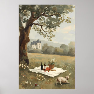Poster Peinture de pique-nique Chateaucore Campagne franç