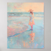Poster Peinture de plage Sunset de la fille Imprimer (Devant)