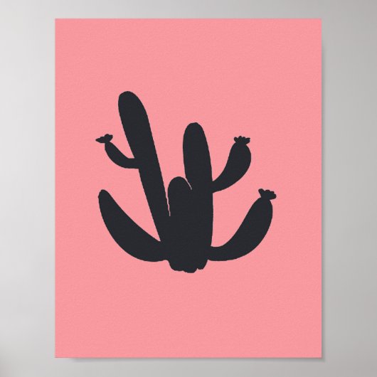 Poster Peinture de plante de cactus noir d'art graphique  (Devant)