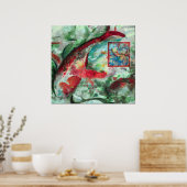 Poster Peinture de poissons de carpe de Koi (Cuisine)