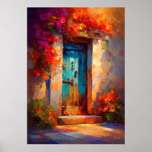 Poster Peinture de porte méditerranéenne impressionniste 