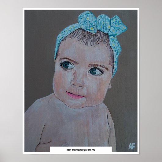Poster Peinture de portrait de bébé par Alfred Fox (Devant)