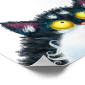 Poster Peinture de portrait de chat en plastique noir (Coin)