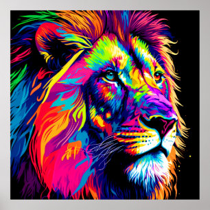Poster Peinture de portrait de Lion