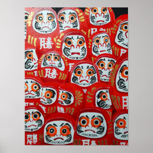 Poster Peinture de poupées Daruma par Alfred Fox