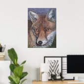 Poster peinture de renard avec poème original sur la faun (Bureau à domicile)