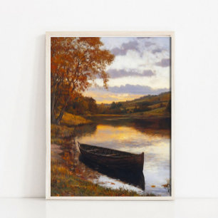 Poster Peinture de rivière automnale assourdie, impressio