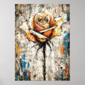 Poster Peinture de rose expressionniste abstraite florale (Devant)