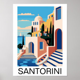 Poster Peinture de Santorin Grèce
