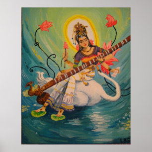 Poster Peinture de Saraswati