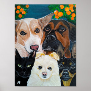 Poster Peinture de selfie d'animal de compagnie par Alfre
