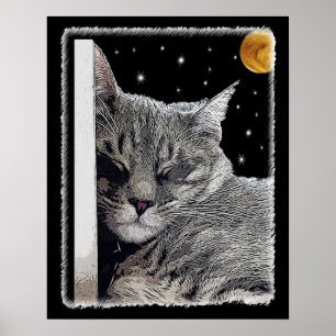 Poster Peinture de sieste de chat pour les amateurs de ch