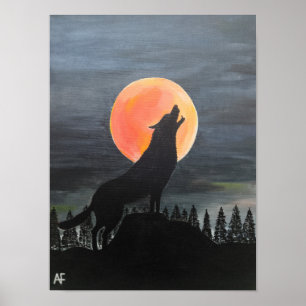 Poster Peinture de silhouette de loup par Alfred Fox