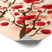Poster Peinture de style oriental, fleur de prune au prin (Coin)