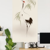 Poster Peinture de style oriental, Grue couronnée rouge (Bureau à domicile)