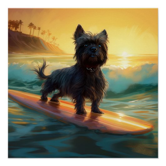 Poster Peinture de surf de plage Affenpinscher (Devant)