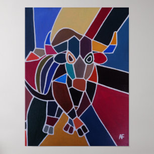 Poster Peinture de taureau abstrait par Alfred Fox