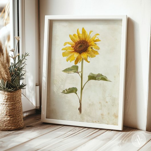 Poster Peinture de tournesol rustique Pays Ferme Fleur