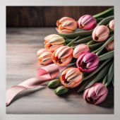 Poster Peinture de tulipes et de ruban (Devant)