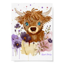 peinture de vache highland à l'aquarelle libre