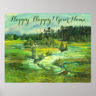Poster peinture de vallée verte Aquarelle