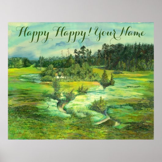 Poster peinture de vallée verte Aquarelle (Devant)