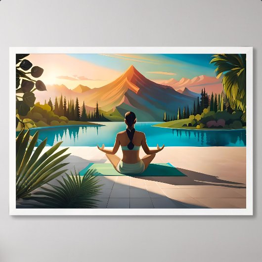 Poster Peinture de yoga : Méditation sereine par Mountain