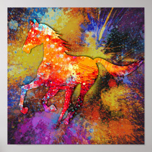 Poster Peinture d'éclaboussure de cheval
