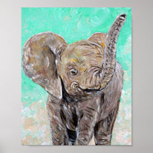 Poster Peinture d'éléphant bébé
