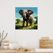 Poster Peinture d'éléphant dynamique Art de la faune (Cuisine)