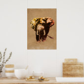 Poster Peinture d'encre Eléphant Pop Art Brown (Cuisine)