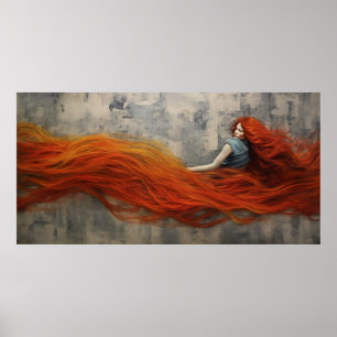 Poster Peinture des cheveux dans les vagues