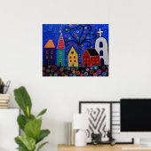 POSTER PEINTURE DES PRISARTS DE LA VILLE DE PUEBLO AU MEX (Bureau à domicile)