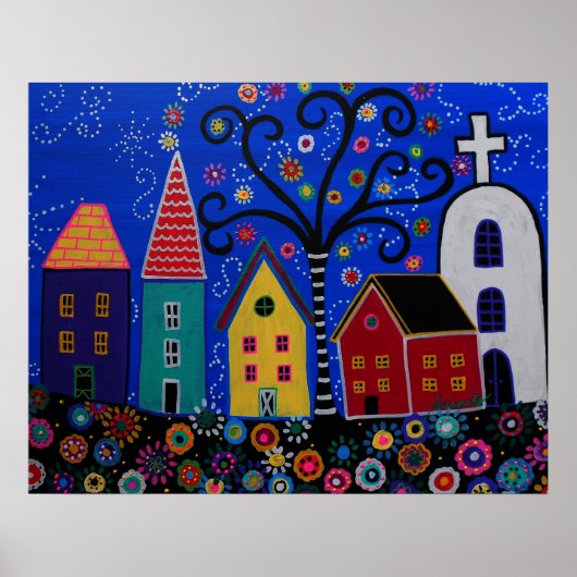 POSTER PEINTURE DES PRISARTS DE LA VILLE DE PUEBLO AU MEX (Devant)