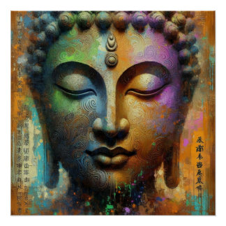 POSTER PEINTURE D'HUILE DE BUDDHA #17
