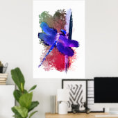 Poster Peinture d'insecte libellule bleu violet (Bureau à domicile)