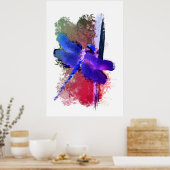 Poster Peinture d'insectes de libellules bleu pourpre (Cuisine)