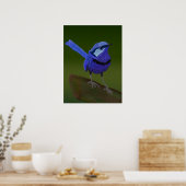 POSTER PEINTURE D'OISEAU BLEUE (Cuisine)